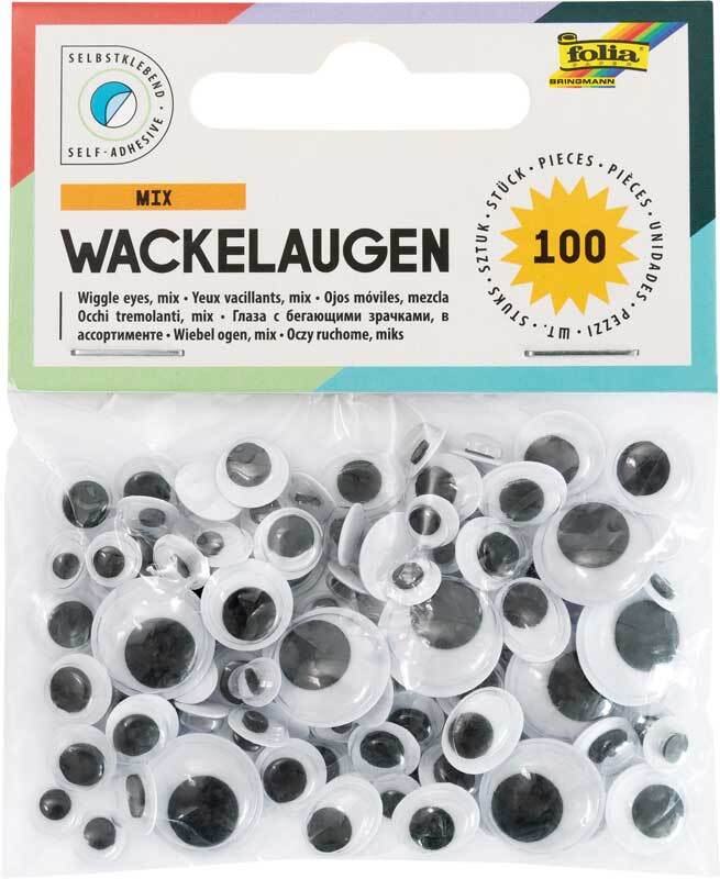 Wackelaugen Sortiment - 100 Stk., selbstklebend