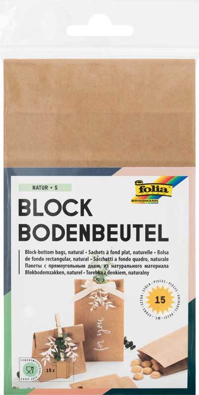 Blockbodenbeutel - natur, 15 Stk.