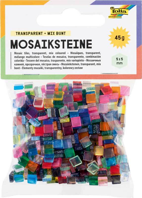 Mosaiksteine Set 45 g - transparent, 5 x 5 mm