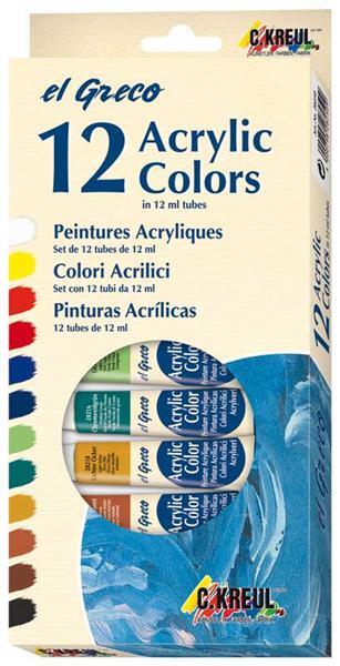 Acrylfarben Set El Greco, 12 x 12 ml