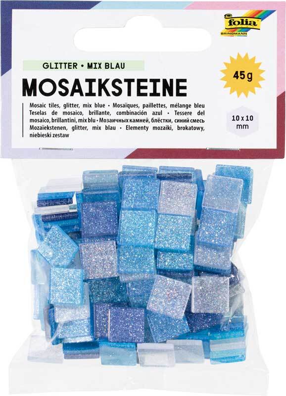 Mosaik Glitter Mix - 10 x 10 mm, blau