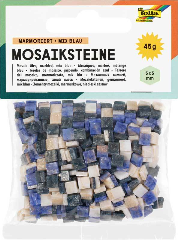 Mosaik Marmorierter Mix - 10 x 10 mm, blau